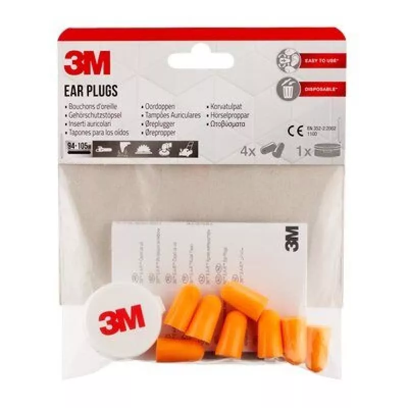 Wielorazowe zatyczki do uszu 3M 1100C4, pomarańczowe, na sznurku, opakowanie 4 szt.