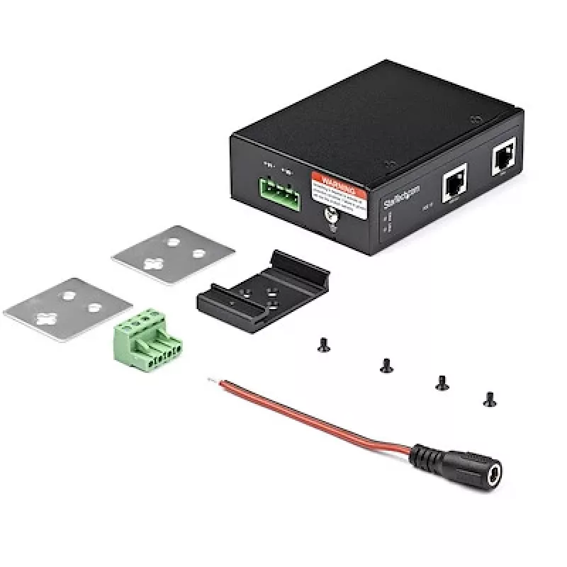 Przemysłowy Gigabitowy Iniektor PoE StarTech.com - Wysoka Prędkość/Wysoka Moc 90W - 802.3bt PoE++ 52V-56VDC Szyna DIN UPoE/Ultra Power Over Ethernet Adapter Iniektor -40°C do +75°C Niezawodny