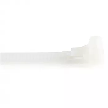 StarTech.com 10 cali (25 cm) opaski zaciskowe wielokrotnego użytku – szerokość 1/4 cala (7 mm), średnica wiązki 2-1/2 cala (65 mm), wytrzymałość na rozciąganie 50 funtów (22 kg), opaski nylonowe zwalniane, wewnątrz/na zewnątrz, 94V-2/UL Listed, 100 sztuk – białe