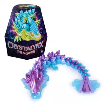 CrystaLynx Smoki, 9-calowa kolekcjonerska ruchoma figurka smoka dla dzieci i dorosłych, pudełko-niespodzianka, zabawki sensoryczne do biura domowego i dekoracji biurka (wzory mogą się różnić)