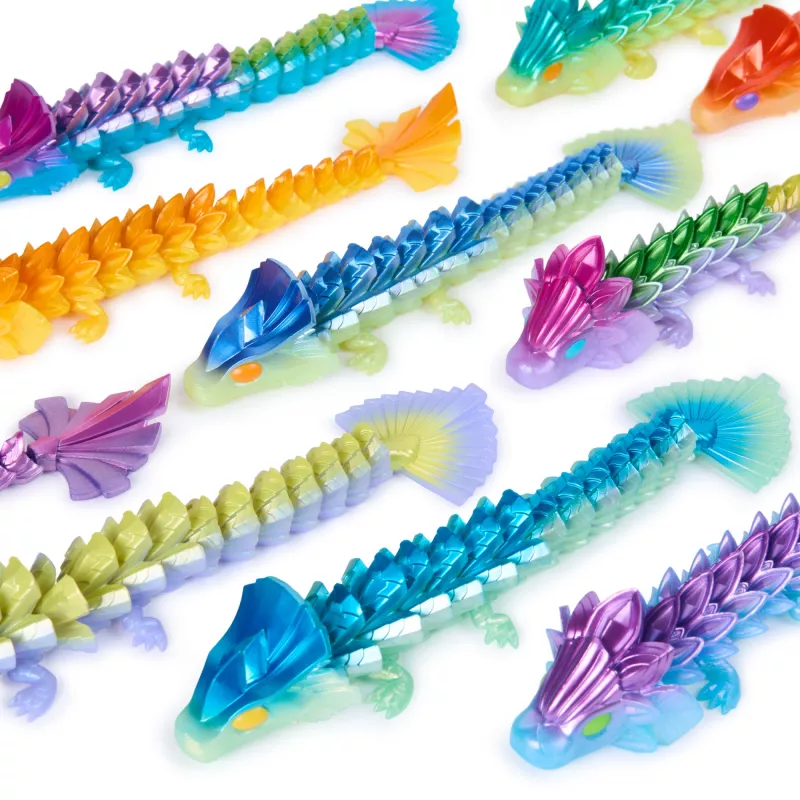CrystaLynx Smoki, 9-calowa kolekcjonerska ruchoma figurka smoka dla dzieci i dorosłych, pudełko-niespodzianka, zabawki sensoryczne do biura domowego i dekoracji biurka (wzory mogą się różnić)