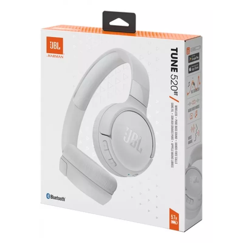 JBL Tune 520BT Zestaw słuchawkowy Bezprzewodowy Nagłowny Połączenia/Muzyka USB Type-C Bluetooth Biały