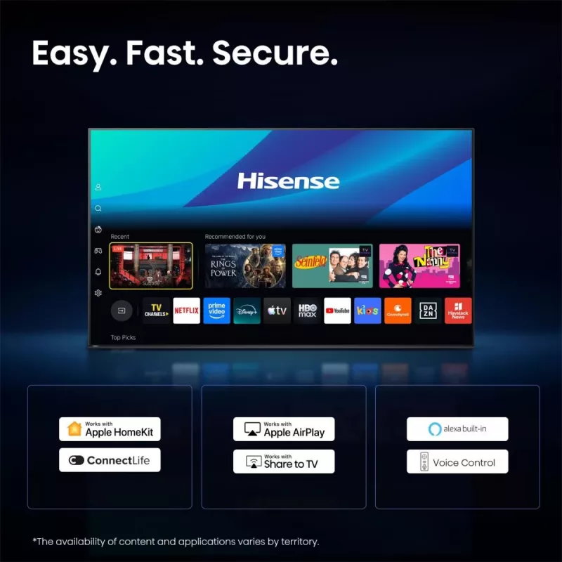 TV Hisense 85E68S 65 cali ULED MiniLED UltraHD/4K, potrójny tuner, panel 144 Hz, wbudowany subwoofer