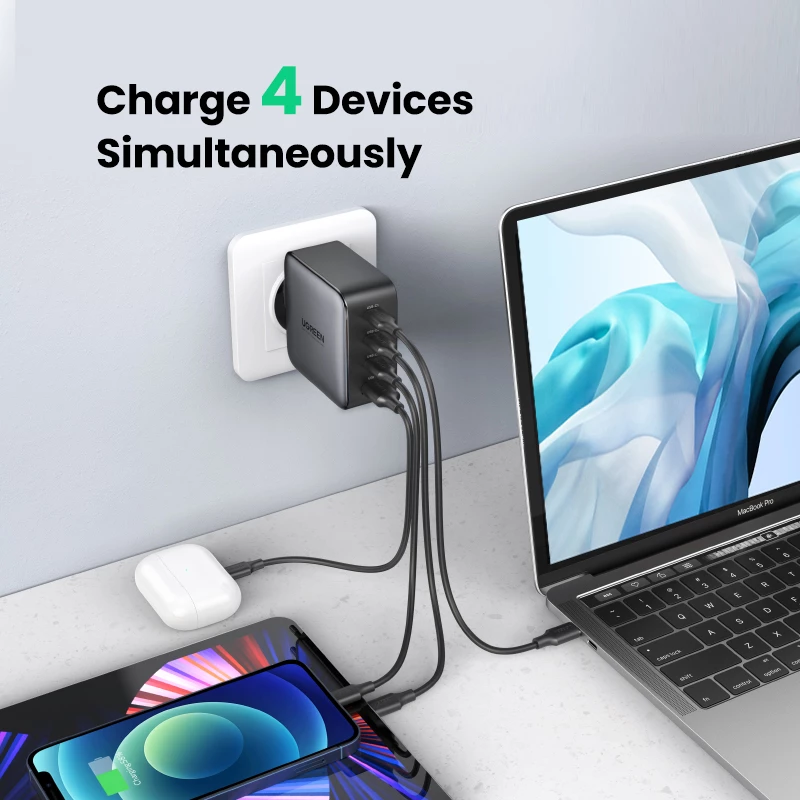 Ładowarka Ugreen Nexode 100W GaN USB-C USB-A szybkie ładowanie 3 porty