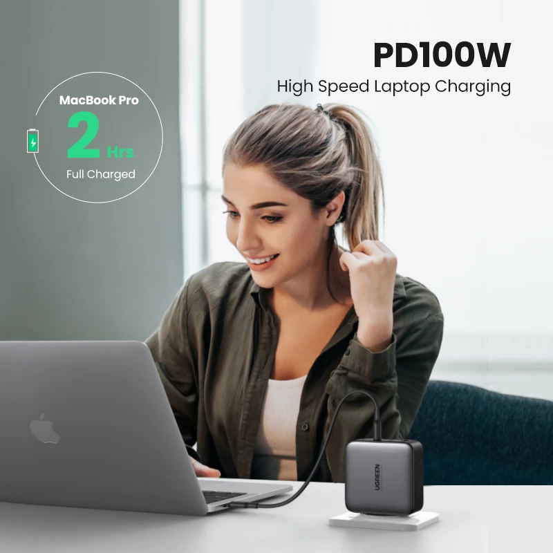 Ładowarka Ugreen Nexode 100W GaN USB-C USB-A szybkie ładowanie 3 porty