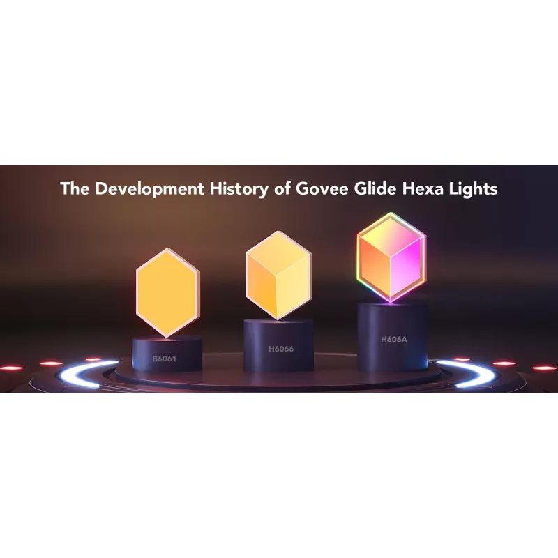 Inteligentna lampa ścienna Govee Glide Hexagon Light Panels Ultra zestaw rozszerzający — Wi‑Fi/Bluetooth, wejście 36V, szary