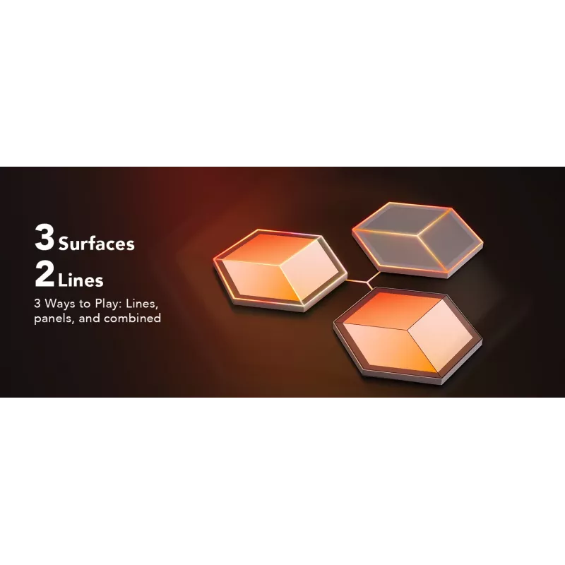 Inteligentna lampa ścienna Govee Glide Hexagon Light Panels Ultra zestaw rozszerzający — Wi‑Fi/Bluetooth, wejście 36V, szary
