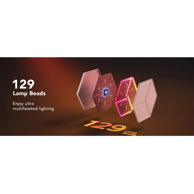 Inteligentna lampa ścienna Govee Glide Hexagon Light Panels Ultra zestaw rozszerzający — Wi‑Fi/Bluetooth, wejście 36V, szary