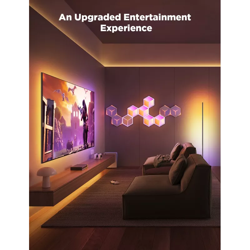 Inteligentna lampa ścienna Govee Glide Hexagon Light Panels Ultra zestaw rozszerzający — Wi‑Fi/Bluetooth, wejście 36V, szary