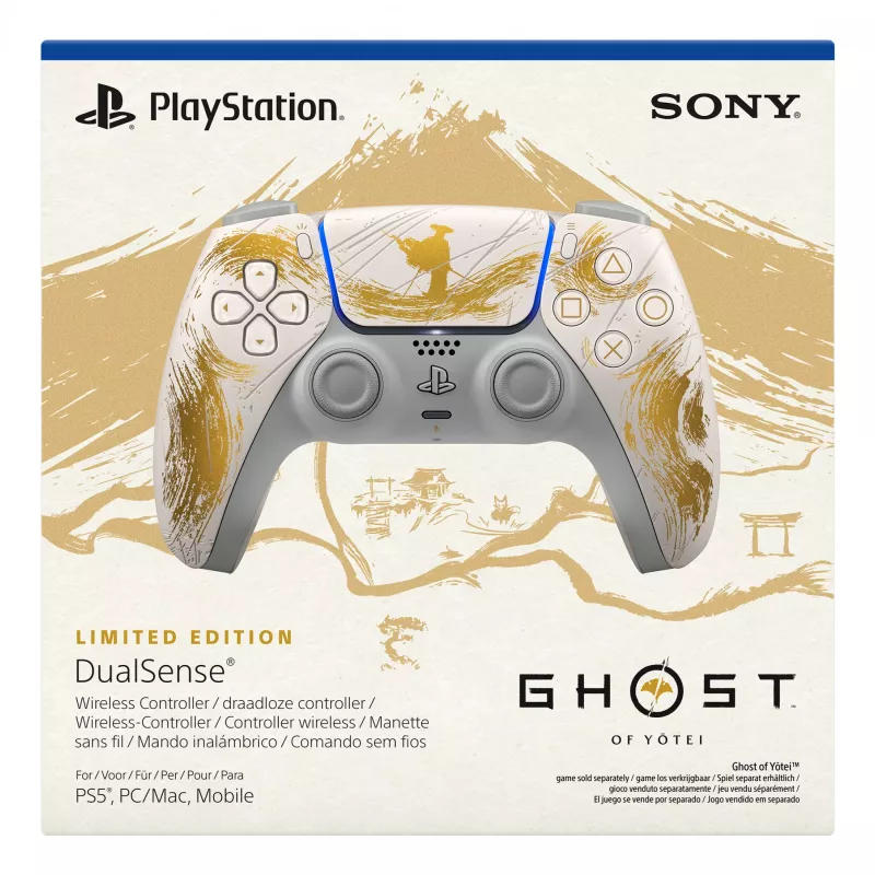 Sony DualSense Wireless kontroler - Ghost of Yōtei Gold Limited Edition Gold, biały Bluetooth/USB Gamepad Analogue / Digital Android, MAC, PC, PlayStation 5, iOS