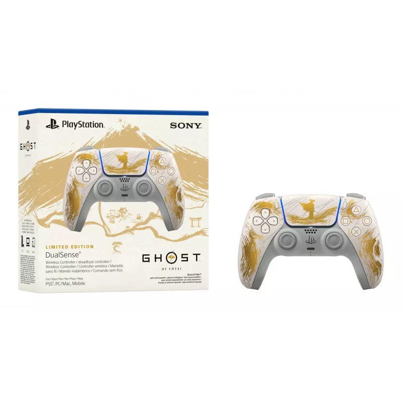 Sony DualSense Wireless kontroler - Ghost of Yōtei Gold Limited Edition Gold, biały Bluetooth/USB Gamepad Analogue / Digital Android, MAC, PC, PlayStation 5, iOS