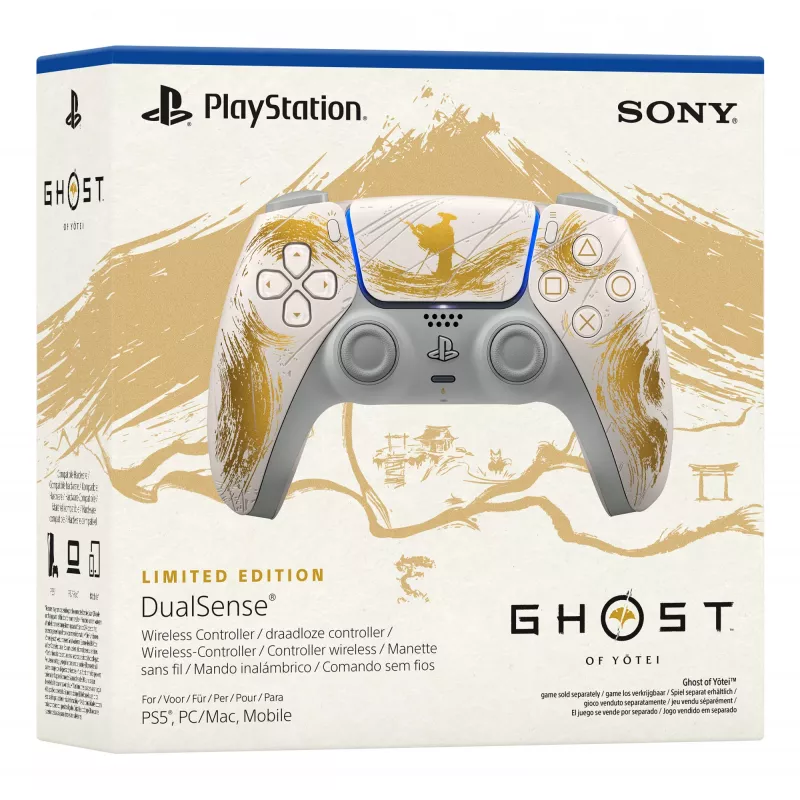 Sony DualSense Wireless kontroler - Ghost of Yōtei Gold Limited Edition Gold, biały Bluetooth/USB Gamepad Analogue / Digital Android, MAC, PC, PlayStation 5, iOS