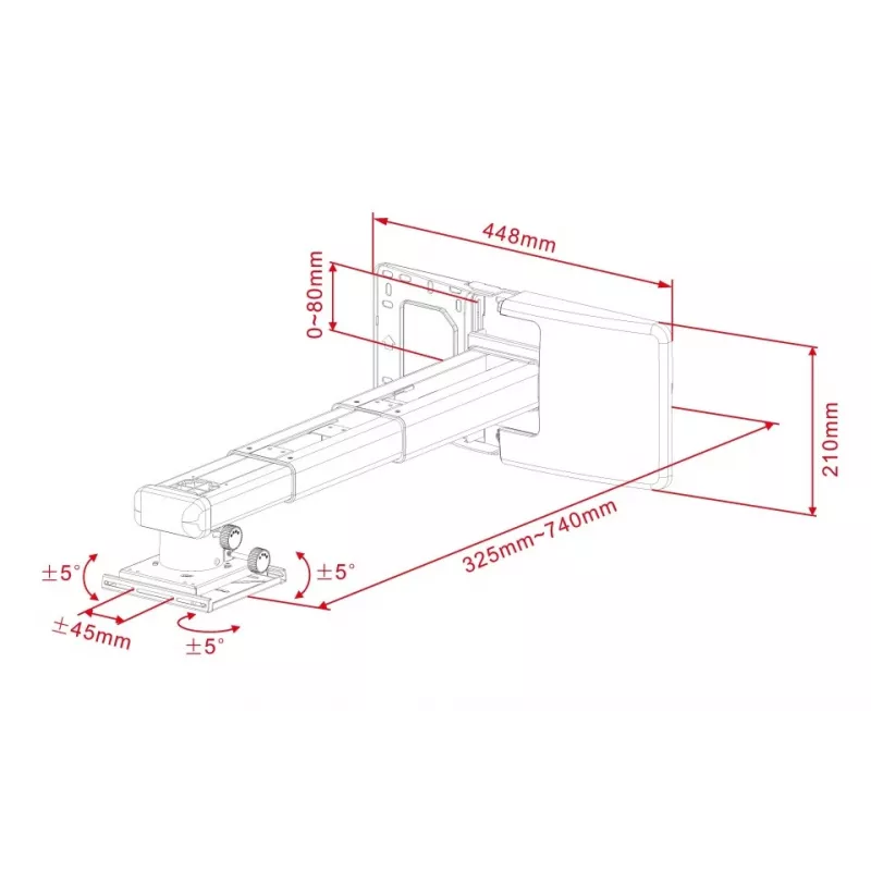 Uchwyt do projektora Multibrackets M Projector Mount Short Throw Deluxe 300-700 Medium Wall Mount 25 kg Biały