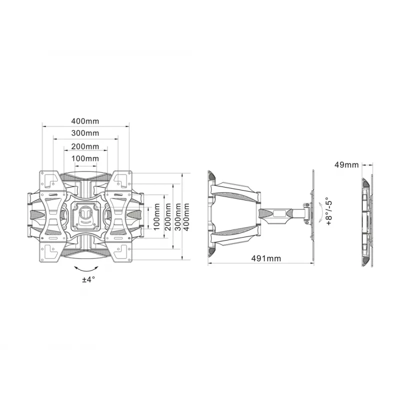 Uchwyt do montażu na ścianie MULTIBRACKETS M VESA Flexarm Full Motion Dual 400x400 do ekranów 40–70 cali, 45 kg, czarny