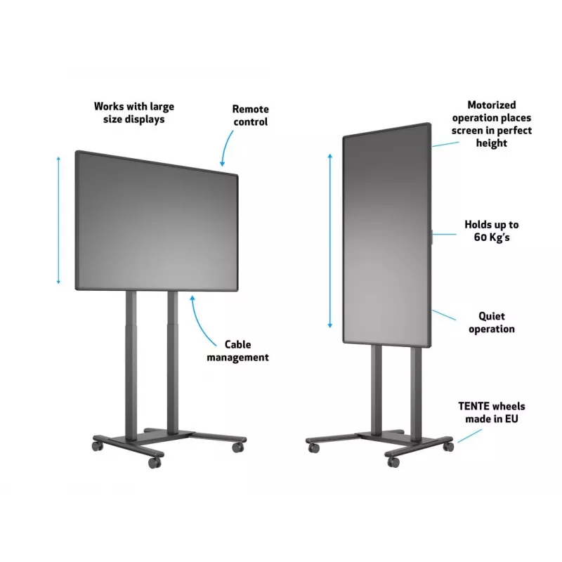 Multibrackets M Motorized Floorstand 60kg Czarny Maks. waga 60 kg Min. ekran 94 cm Maks. ekran 2,29 m
