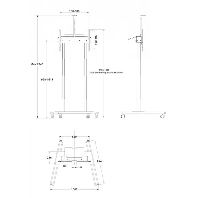 Multibrackets M Motorized Floorstand 60kg Czarny Maks. waga 60 kg Min. ekran 94 cm Maks. ekran 2,29 m