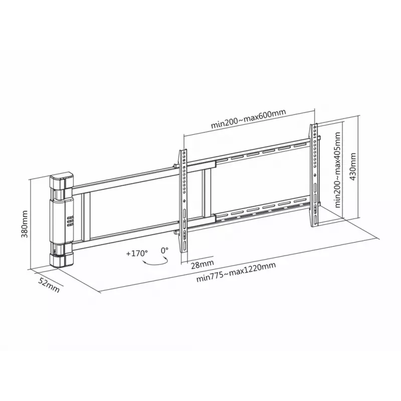Multibrackets M Uchwyt obrotowy zmotoryzowany X-Large 50 kg 170° Czarny