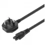Manhattan Mains Power Cord/kabel, UK 3-pin plug to C5 Female (cloverleaf/triangular), 1.8m, 16A, Lead, Lifetime Warranty