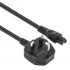 Manhattan Mains Power Cord/kabel, UK 3-pin plug to C5 Female (cloverleaf/triangular), 1.8m, 16A, Lead, Lifetime Warranty