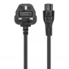 Manhattan Mains Power Cord/kabel, UK 3-pin plug to C5 Female (cloverleaf/triangular), 1.8m, 16A, Lead, Lifetime Warranty