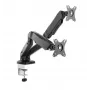 Manhattan Dual Desk Mount dla telewizorów i monitorów (sprężyna gazowa, pełny zakres ruchu), Do ekranów od 10 cali do 27 cali, Montaż zaciskowy lub przez przelotkę, Kompatybilność VESA: 75x75 i 100x100 mm - sprawdź wymiary czterech otworów montażowych z tyłu ekranu, aby upewnić się, że pasuje, Maks. 9 kg (każdy), Uchwyt