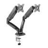 Manhattan Dual Desk Mount dla telewizorów i monitorów (sprężyna gazowa, pełny zakres ruchu), Do ekranów od 10 cali do 27 cali, Montaż zaciskowy lub przez przelotkę, Kompatybilność VESA: 75x75 i 100x100 mm - sprawdź wymiary czterech otworów montażowych z tyłu ekranu, aby upewnić się, że pasuje, Maks. 9 kg (każdy), Uchwyt