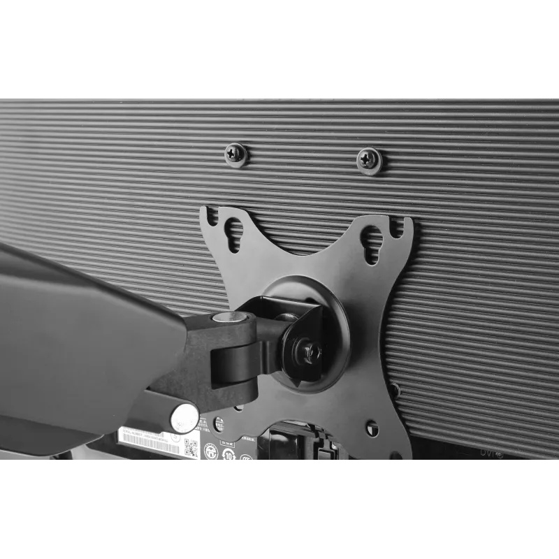 Manhattan Dual Desk Mount dla telewizorów i monitorów (sprężyna gazowa, pełny zakres ruchu), Do ekranów od 10 cali do 27 cali, Montaż zaciskowy lub przez przelotkę, Kompatybilność VESA: 75x75 i 100x100 mm - sprawdź wymiary czterech otworów montażowych z tyłu ekranu, aby upewnić się, że pasuje, Maks. 9 kg (każdy), Uchwyt