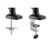 Manhattan Dual Desk Mount dla telewizorów i monitorów (sprężyna gazowa, pełny zakres ruchu), Do ekranów od 10 cali do 27 cali, Montaż zaciskowy lub przez przelotkę, Kompatybilność VESA: 75x75 i 100x100 mm - sprawdź wymiary czterech otworów montażowych z tyłu ekranu, aby upewnić się, że pasuje, Maks. 9 kg (każdy), Uchwyt