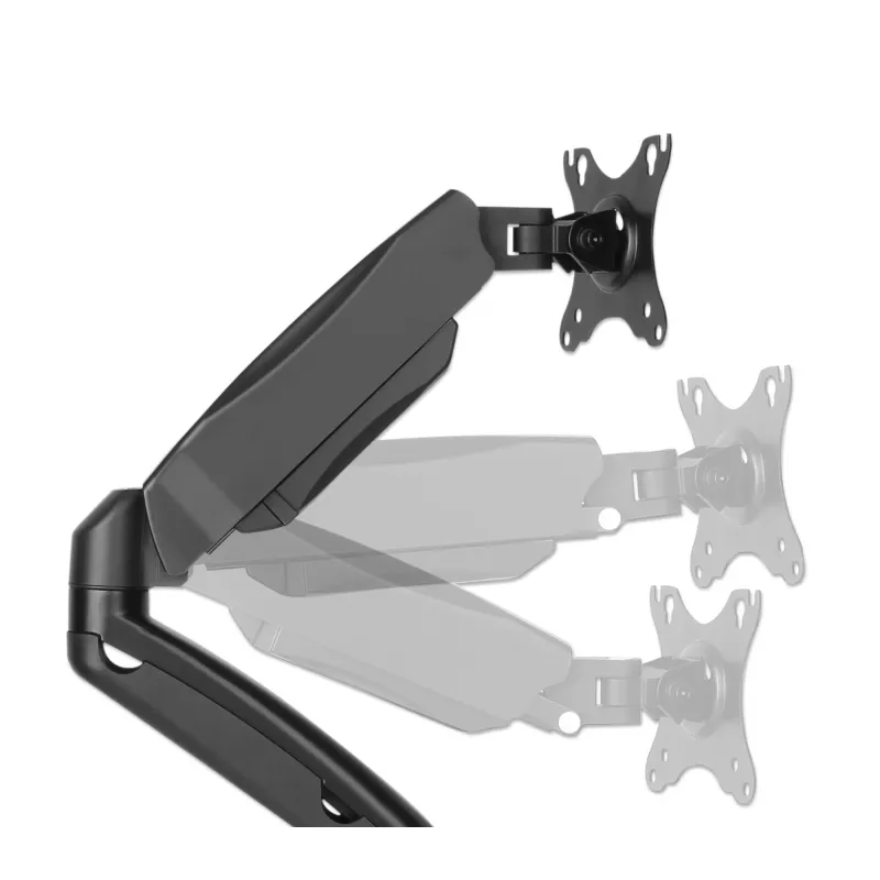 Manhattan Dual Desk Mount dla telewizorów i monitorów (sprężyna gazowa, pełny zakres ruchu), Do ekranów od 10 cali do 27 cali, Montaż zaciskowy lub przez przelotkę, Kompatybilność VESA: 75x75 i 100x100 mm - sprawdź wymiary czterech otworów montażowych z tyłu ekranu, aby upewnić się, że pasuje, Maks. 9 kg (każdy), Uchwyt