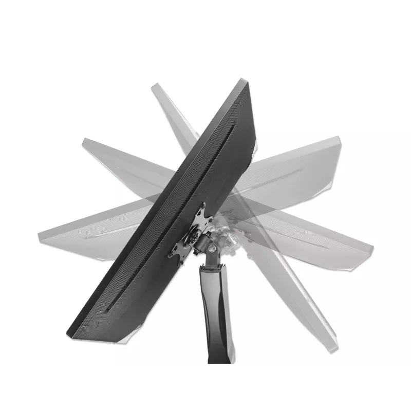 Manhattan Dual Desk Mount dla telewizorów i monitorów (sprężyna gazowa, pełny zakres ruchu), Do ekranów od 10 cali do 27 cali, Montaż zaciskowy lub przez przelotkę, Kompatybilność VESA: 75x75 i 100x100 mm - sprawdź wymiary czterech otworów montażowych z tyłu ekranu, aby upewnić się, że pasuje, Maks. 9 kg (każdy), Uchwyt