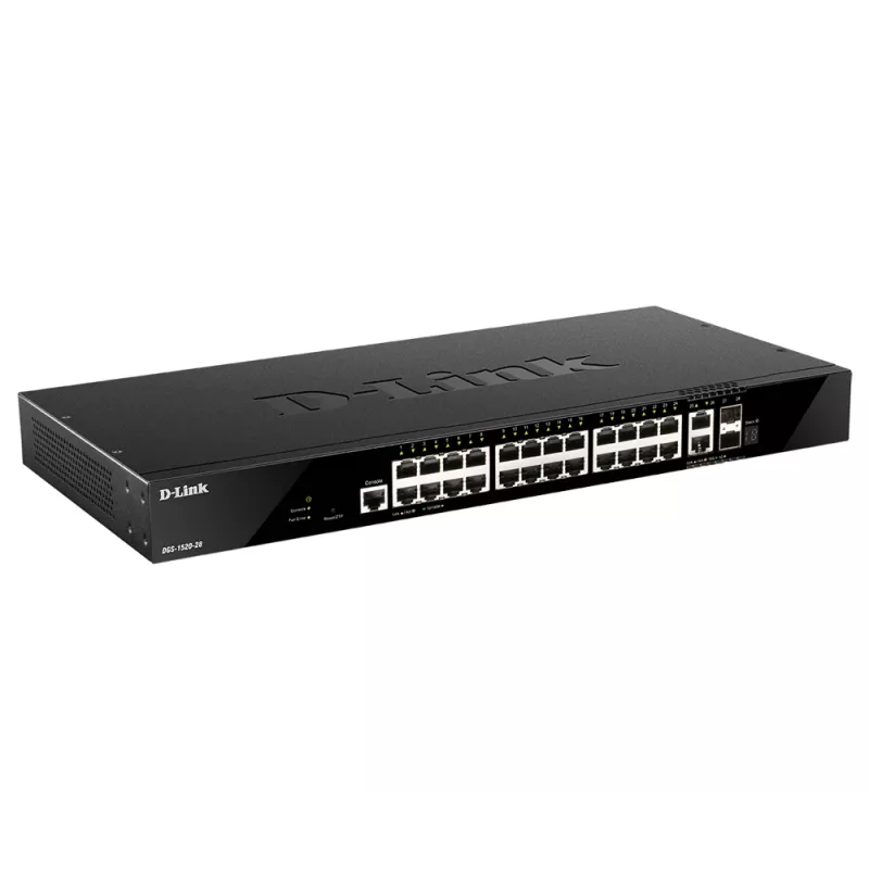 D-Link 28-portowy gigabitowy przełącznik zarządzalny Smart Stackable z 2 x 10GBase-T i 2 x 10G SFP+
