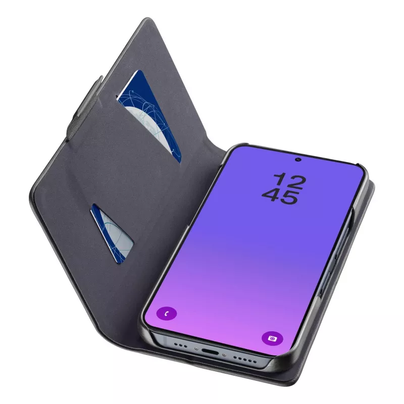 Cellularline Book - etui książkowe Galaxy A57 z kieszenią na kartę, zamknięciem magnetycznym i pełnym dostępem do przycisków i złączy.