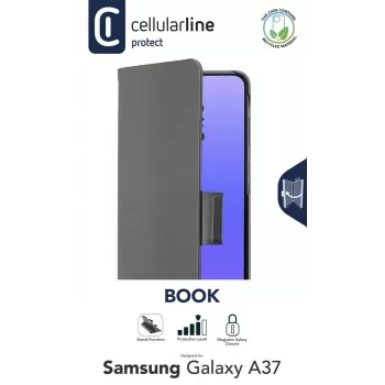Cellularline BOOK 3 – Galaxy A37 Etui typu książeczka z magnetycznym zamknięciem, kieszenią na karty i systemem Easy Card Removal. Chroni telefon bez blokowania dostępu do przycisków i portów.