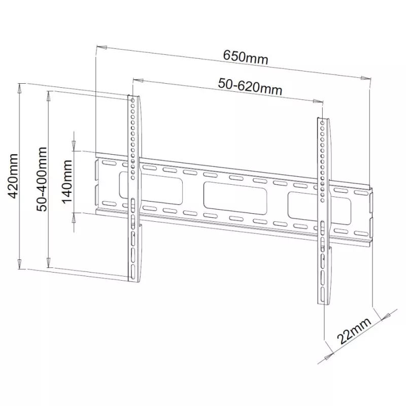 Uchwyt ścienny Techly do ultracienkich telewizorów LED LCD 40-65'', 101,6 cm (40 cali), 165,1 cm (65 cali), 100 x 100 mm, 600 x 400 mm, metalowy, czarny