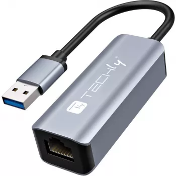 Techly IDATA USB-ETGIGA-AA stacja dokująca/replikator portów do laptopa Przewodowa USB 3.2 Gen 1 (3.1 Gen 1) Typ-A Czarny, Srebrny