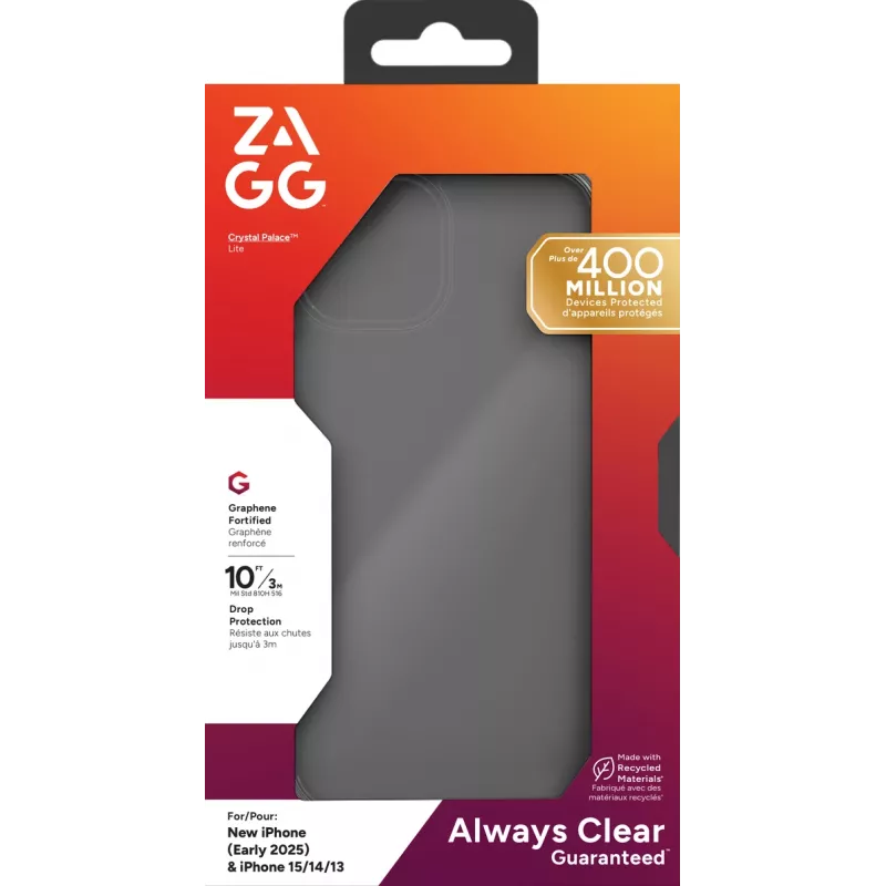 ZAGG Crystal Palace Lite Etui Apple iPhone 17e/16e/15/14/13, Pokrowiec, Apple, iPhone 17e/16e/15/14/13, 15,5 cm (6,1 inch), Przezroczysty