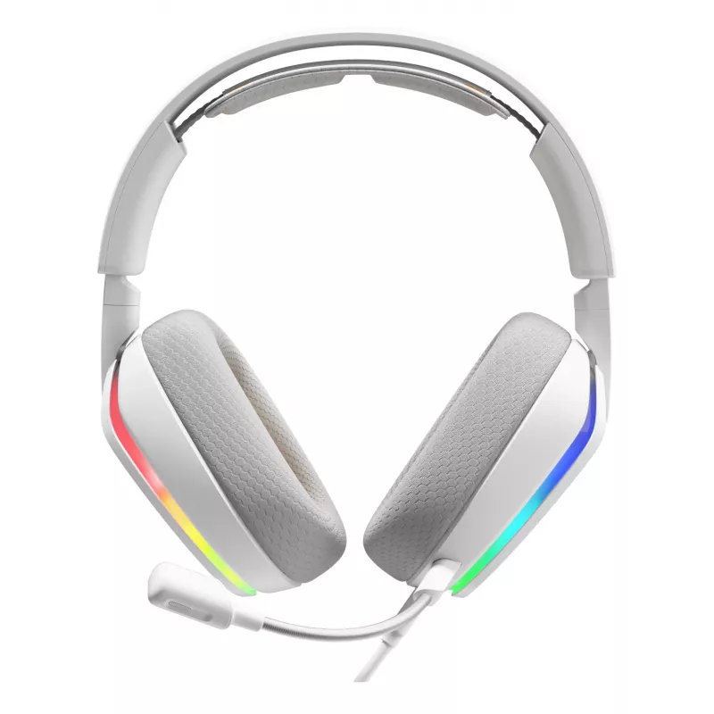 Glorious Gaming Glorious GHS Eternal RGB - Stereofoniczny zestaw słuchawkowy RGB do gier na PC, PS5, PS4, Switch - niestandardowo dostrojone skośne przetworniki, regulowany, krystalicznie czysty odłączany mikrofon, USB-C - wytrzymały, całodniowy i całonocny komfort - biały