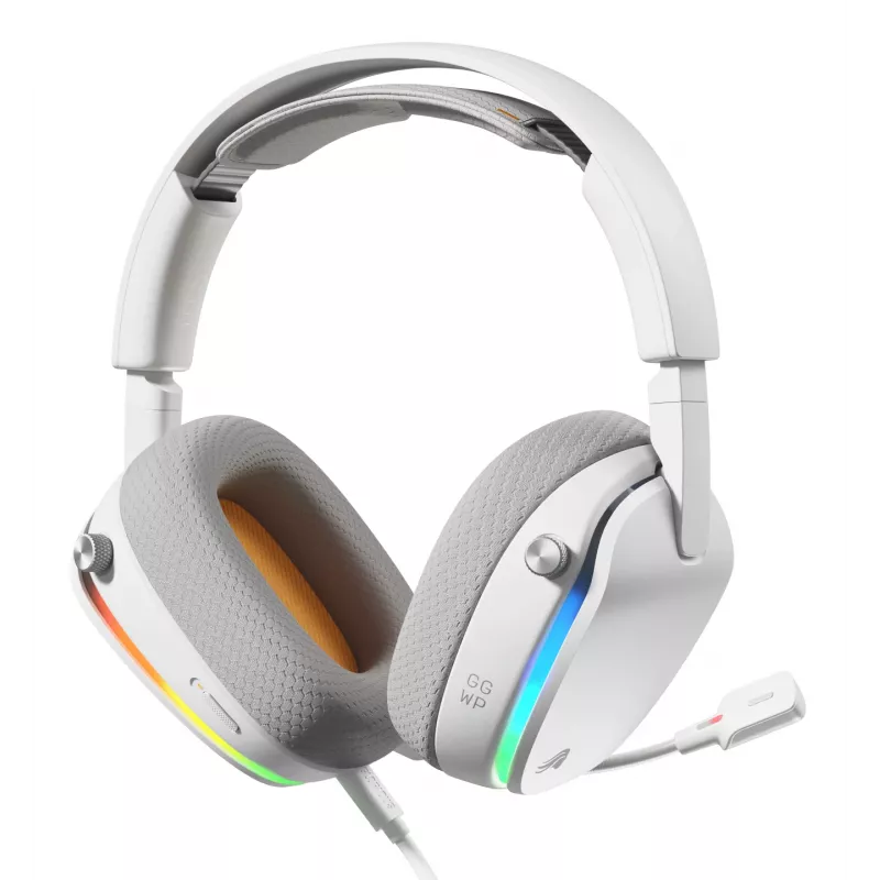 Glorious Gaming Glorious GHS Eternal RGB - Stereofoniczny zestaw słuchawkowy RGB do gier na PC, PS5, PS4, Switch - niestandardowo dostrojone skośne przetworniki, regulowany, krystalicznie czysty odłączany mikrofon, USB-C - wytrzymały, całodniowy i całonocny komfort - biały