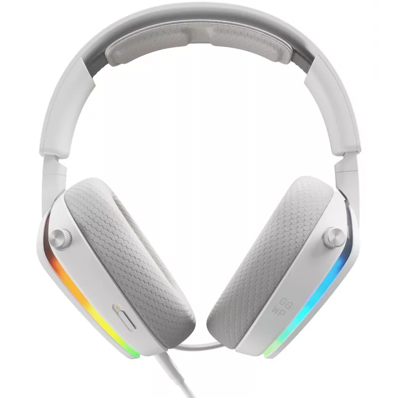 Glorious Gaming Glorious GHS Eternal RGB - Stereofoniczny zestaw słuchawkowy RGB do gier na PC, PS5, PS4, Switch - niestandardowo dostrojone skośne przetworniki, regulowany, krystalicznie czysty odłączany mikrofon, USB-C - wytrzymały, całodniowy i całonocny komfort - biały