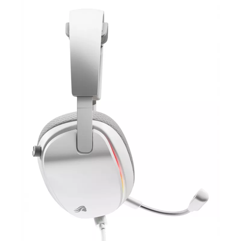 Glorious Gaming Glorious GHS Eternal RGB - Stereofoniczny zestaw słuchawkowy RGB do gier na PC, PS5, PS4, Switch - niestandardowo dostrojone skośne przetworniki, regulowany, krystalicznie czysty odłączany mikrofon, USB-C - wytrzymały, całodniowy i całonocny komfort - biały