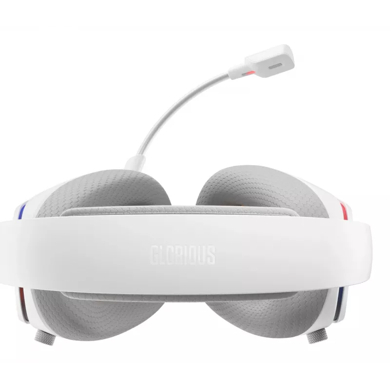 Glorious Gaming Glorious GHS Eternal RGB - Stereofoniczny zestaw słuchawkowy RGB do gier na PC, PS5, PS4, Switch - niestandardowo dostrojone skośne przetworniki, regulowany, krystalicznie czysty odłączany mikrofon, USB-C - wytrzymały, całodniowy i całonocny komfort - biały