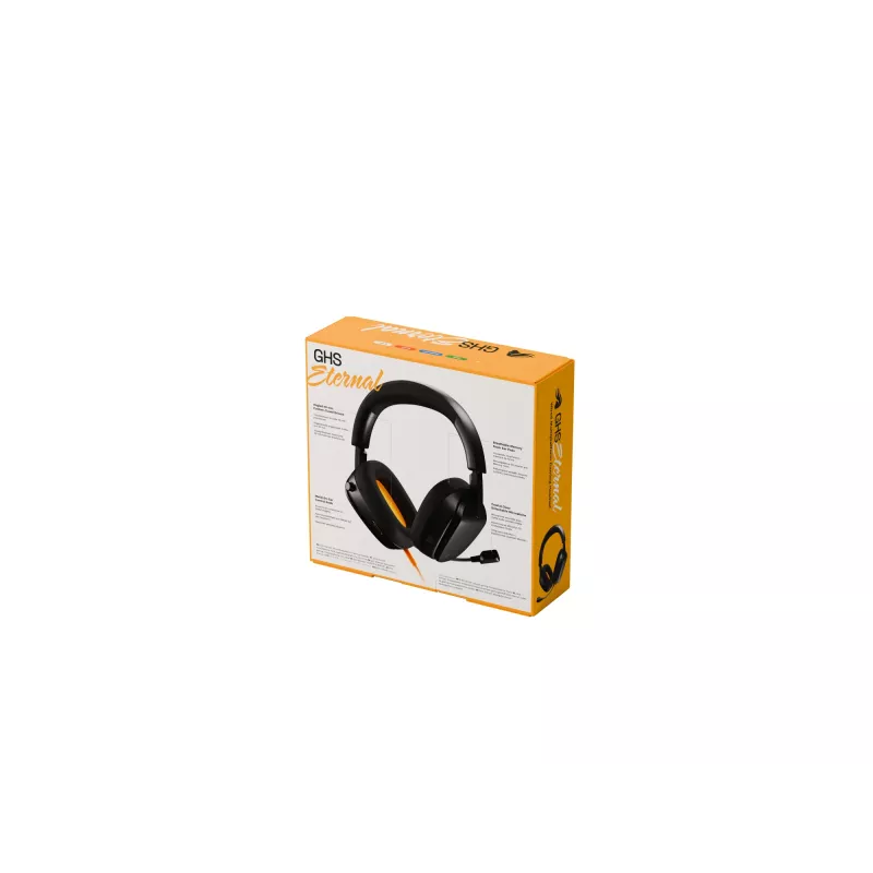 Glorious Gaming Glorious GHS Eternal - Stereofoniczny zestaw słuchawkowy dla graczy na PC, PS5, PS4, Xbox, Switch - Specjalnie dostrojone kątowe przetworniki, regulowany, krystalicznie czysty odłączany mikrofon, 3,5 mm - Wytrzymały, komfort przez cały dzień i noc - Czarny