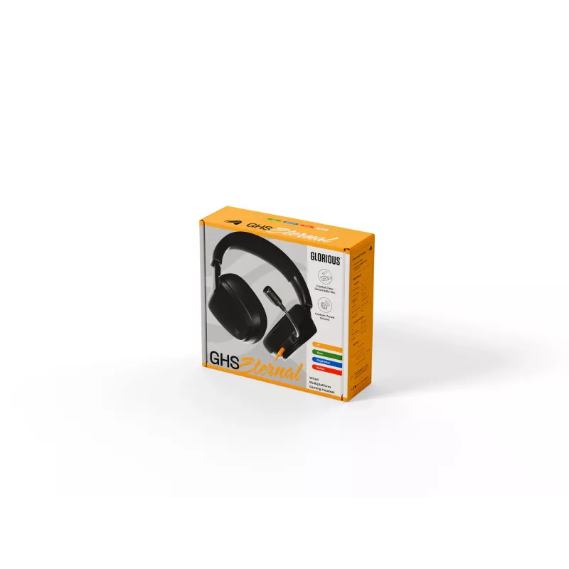 Glorious Gaming Glorious GHS Eternal - Stereofoniczny zestaw słuchawkowy dla graczy na PC, PS5, PS4, Xbox, Switch - Specjalnie dostrojone kątowe przetworniki, regulowany, krystalicznie czysty odłączany mikrofon, 3,5 mm - Wytrzymały, komfort przez cały dzień i noc - Czarny
