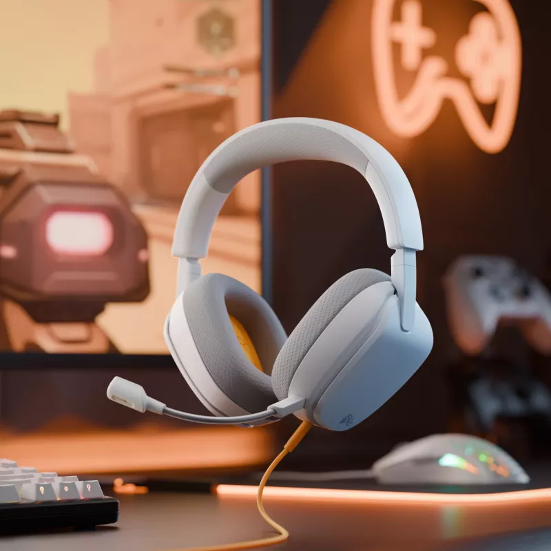 Glorious Gaming Glorious GHS Eternal - stereofoniczny zestaw słuchawkowy do gier na PC, PS5, PS4, Xbox, Switch - niestandardowo dostrojone skośne przetworniki, regulowany krystalicznie czysty odłączany mikrofon, 3.5 mm - wytrzymały, komfort przez cały dzień i noc - biały