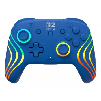 Przewodowy i bezprzewodowy gamepad Turtle Beach Afterglow Wave niebieski dla Nintendo Switch 2 — Bluetooth/USB-C, RGB, wbudowana bateria 20h, kabel 3 m