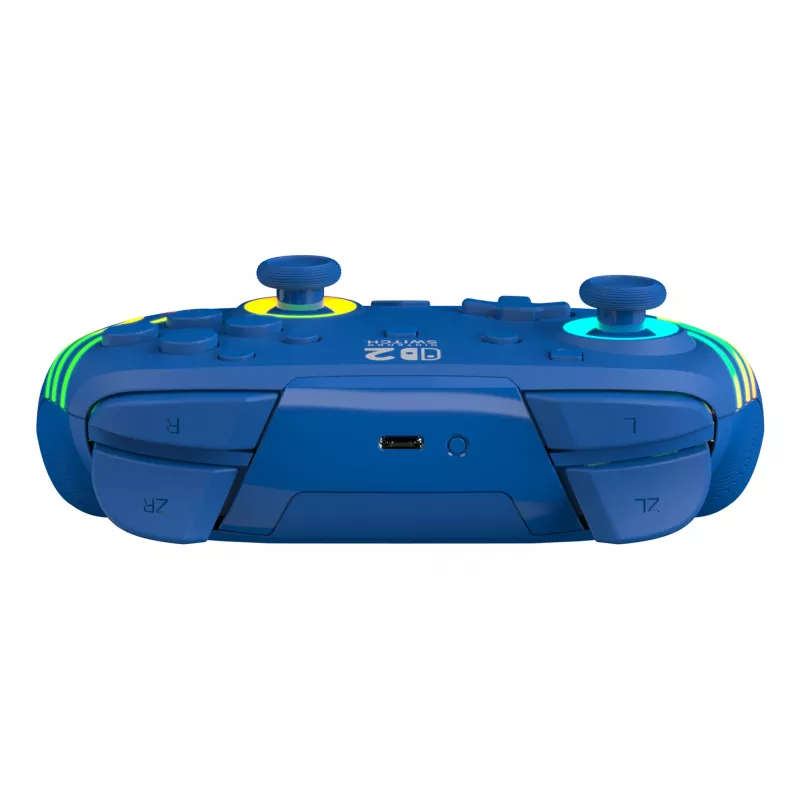 Przewodowy i bezprzewodowy gamepad Turtle Beach Afterglow Wave niebieski dla Nintendo Switch 2 — Bluetooth/USB-C, RGB, wbudowana bateria 20h, kabel 3 m