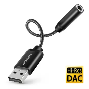 Axagon ADA-HA USB-A do złącza jack 3,5 mm Hi-Res DAC Adapter audio, 384 kHz/32 bit, stereo