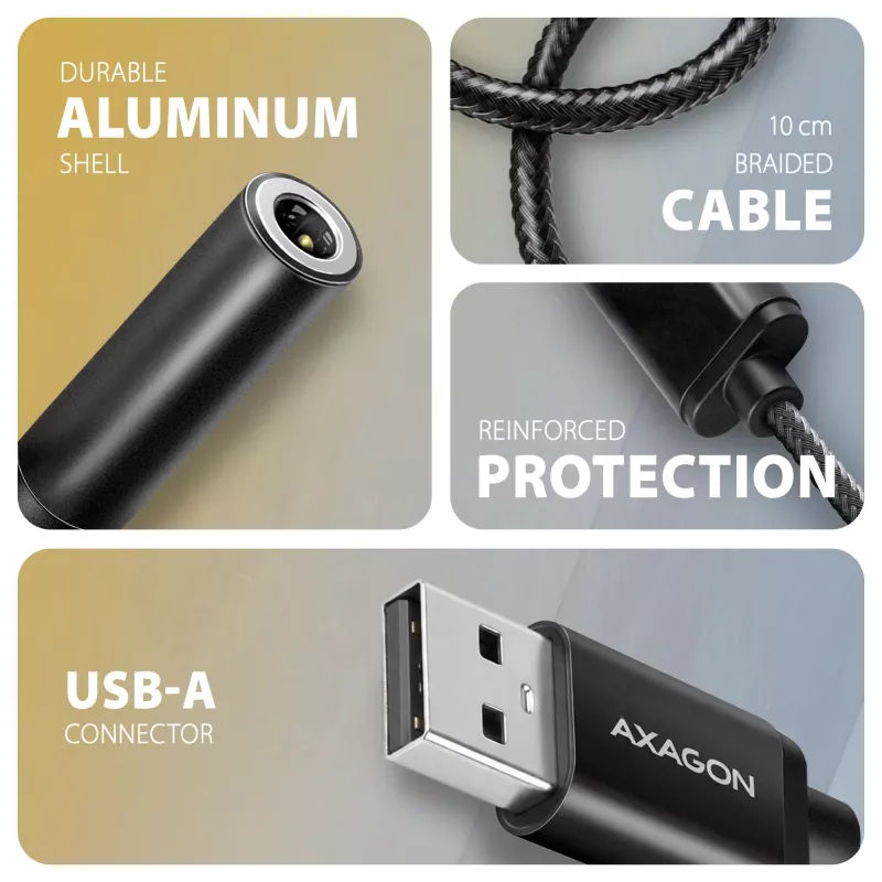 Axagon ADA-HA USB-A do złącza jack 3,5 mm Hi-Res DAC Adapter audio, 384 kHz/32 bit, stereo