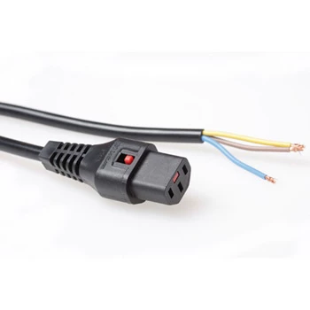 ACT Powercord C13 IEC Lock open end Czarny 2 m PC1025 230 V 10 A
