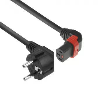 ACT Powercord CEE 7/7 męski (kątowy) - C13 IEC Lock (kątowy w górę) czarny 2 m, EL452S